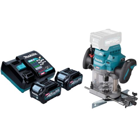 Makita RP 001 GD201 Akku Oberfräse 40 V max. 12 mm Brushless + 2x Akku 2,5 Ah + Ladegerät