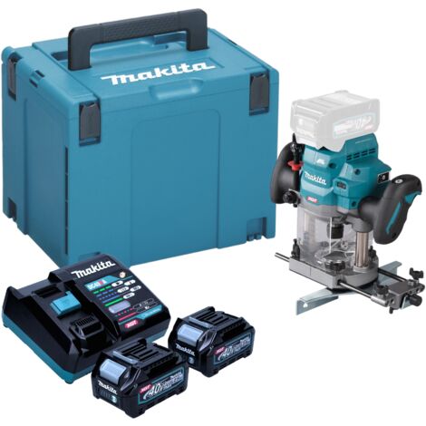 Makita RP 001 GD201 Akku Oberfräse 40 V max. 12 mm Brushless + 2x Akku 2,5 Ah + Ladegerät + Makpac