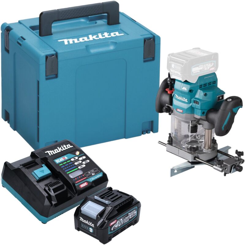 Image of Makita RP 001 GM101 Akku Oberfräse 40 V max. 12 mm Brushless + 1x Akku 4,0 Ah + Ladegerät + Makpac