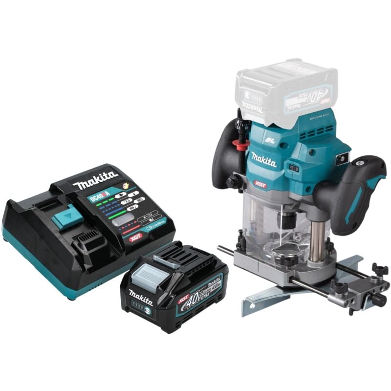 Makita RP 001 GM101 Défonceuse sans fil 40 V max. 12 mm Brushless + 1x batterie 4,0 Ah + chargeur