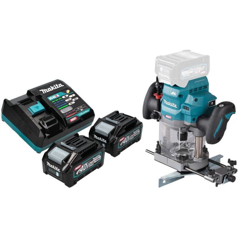 Makita - rp 001 GM201 Défonceuse sans fil 40 v max. 12 mm Brushless + 2x batterie 4,0 Ah + chargeur