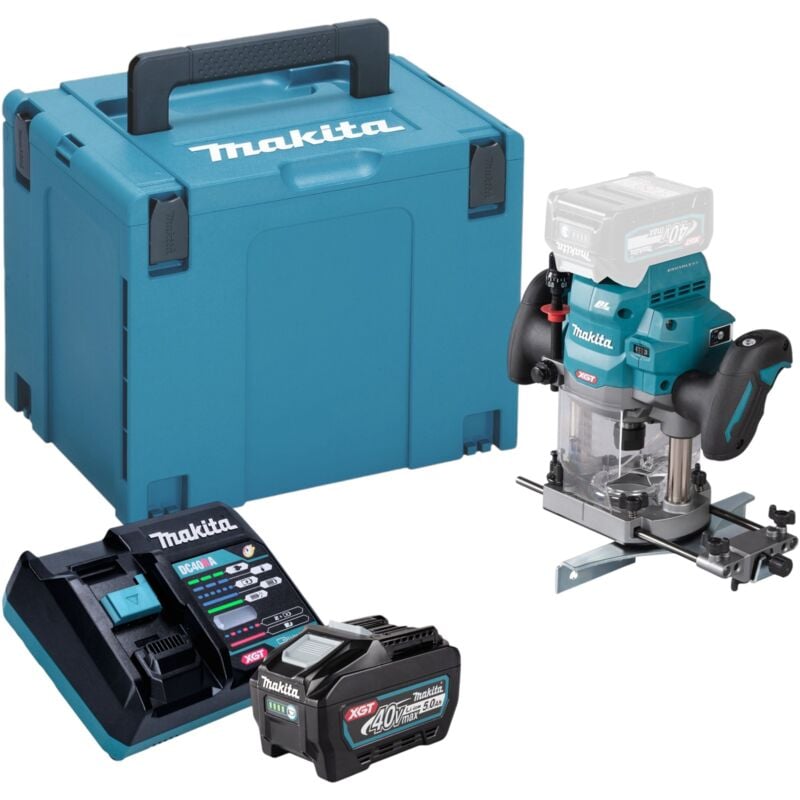 Image of Makita RP 001 GT101 Akku Oberfräse 40 V max. 12 mm Brushless + 1x Akku 5,0 Ah + Ladegerät + Makpac