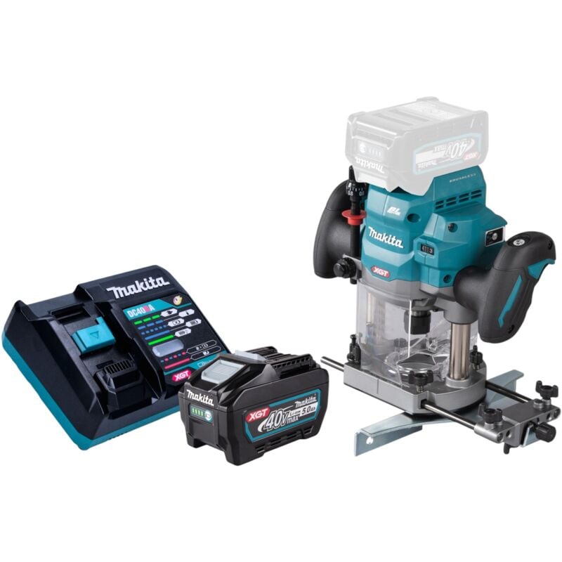 Makita RP 001 GT101 Défonceuse sans fil 40 V max. 12 mm Brushless + 1x batterie 5,0 Ah + chargeur