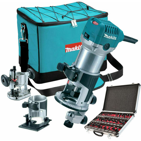 Makita RT0700CX2 Router/Trimmer & Bases 110V with 1/4" 35 Piece Cutter Set