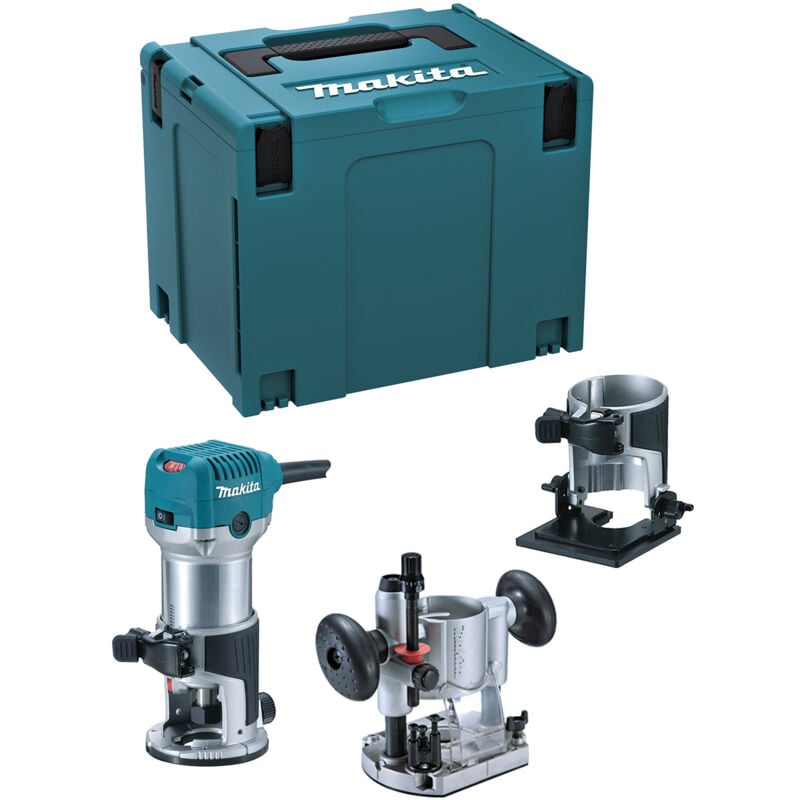 Makita - Router 710W 8mm - 3 basi diverse + valigetta Makpac - RT0702CX2J
