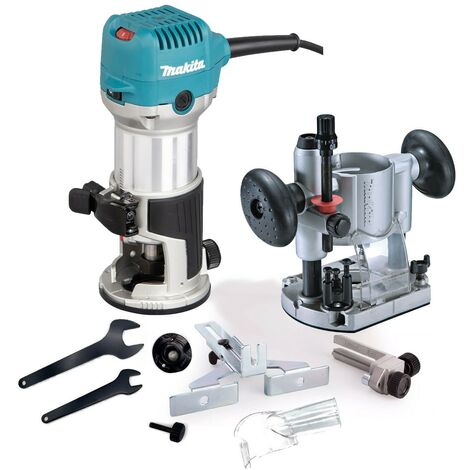 Makita RT0702CX4 240V 1/4"" Router Laminate Trimmer with Guide and Plunge Base