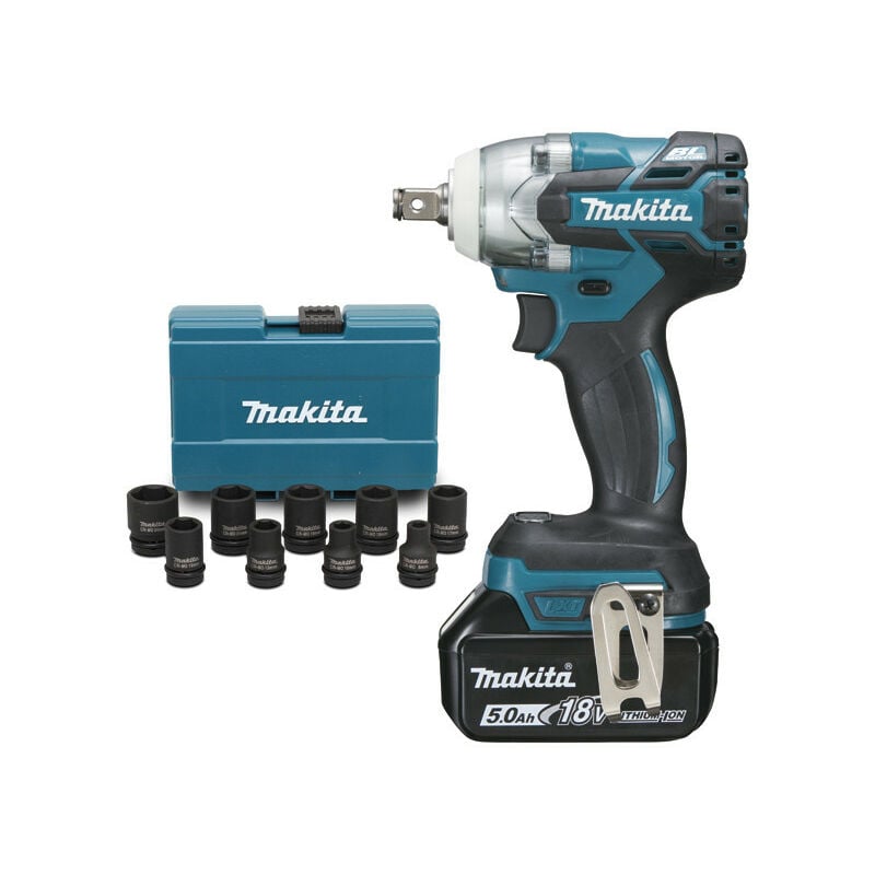 Image of Makita - Schlagschrauber 18 v Li-Ion 5 Ah 280 Nm mit Zubehörsatz - DTW285RTJX