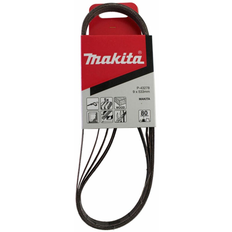 Image of Makita - P-43278 Schleifband 533 x 9 mm K80 (5 Stk.)