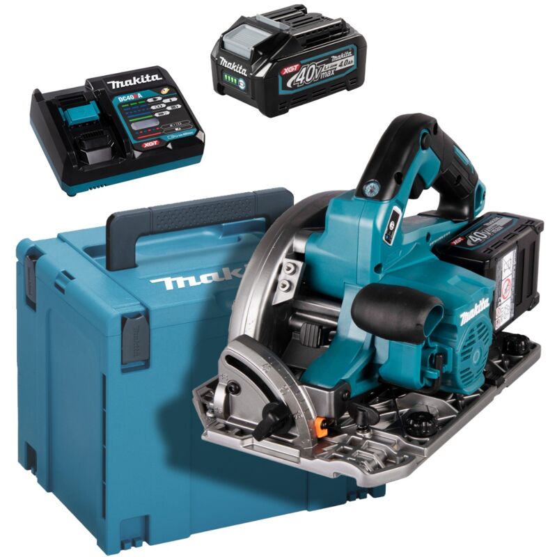 Makita - Scie circulaire 40V xgt Ø190 mm Bluetooth avec 2 batteries 40V 4.0Ah - chargeur - MakPack - HS004GM202
