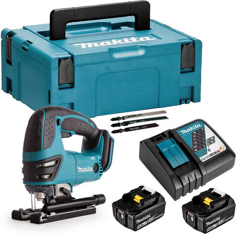 Makita – Scie sauteuse 18V LXT avec 2 batteries 5.0Ah – Profondeur de coupe 13,5 cm – Moteur Brushless – Éclairage intégré - DJV180RTJ