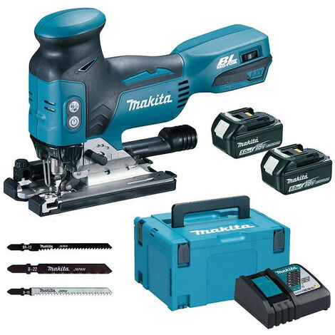 Makita – Scie sauteuse 18V avec 2 batteries 5Ah – Moteur sans balais – Capacité de coupe bois 135mm – Technologie pendulaire 3 positions - DJV181RTJ
