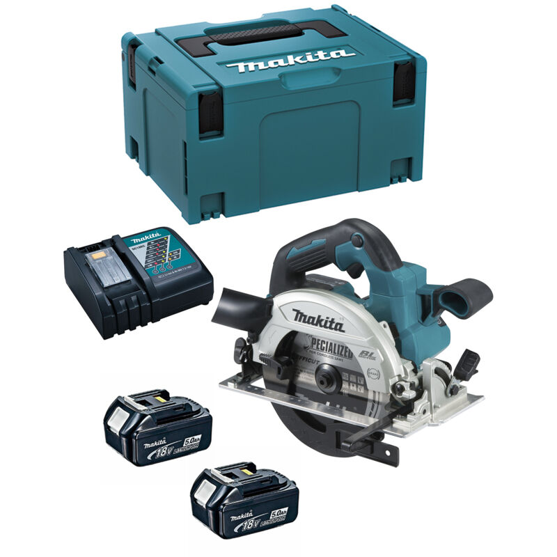 Makita - Sega circolare 18 v Li-Ion 5 Ah Batteria 18 v lxt ø 165 mm 2 batterie, caricabatterie, valigetta - DHS660RTJ