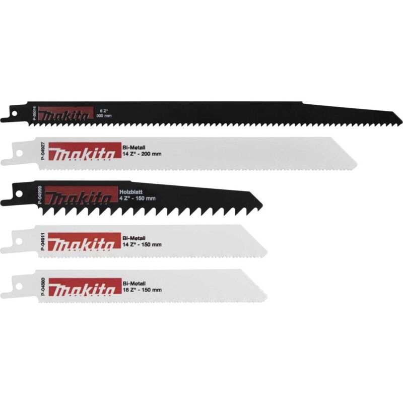Set di lame per seghe alternative - per legno, acciaio dolce - 5 pezzi - Makita