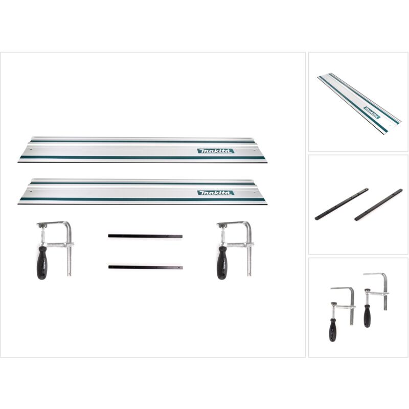 Makita Set de 2 Rails de guidage pour scies 1000mm + 2x Jonctions pour rail de guidage + 2x Serre joints