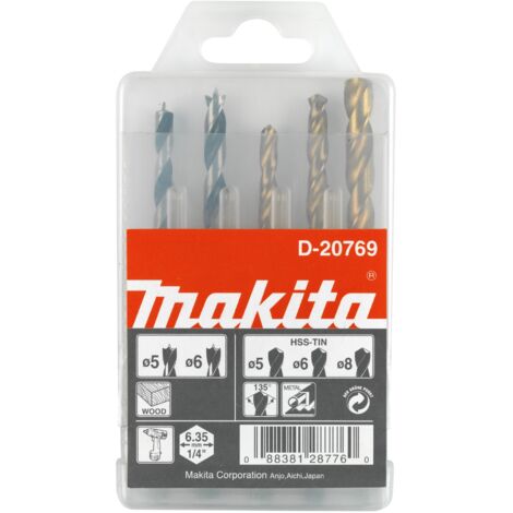 Makita set di 5 punte per metallo/legno 1/4\ metallo/legno - 5 pezzi - 1/4\