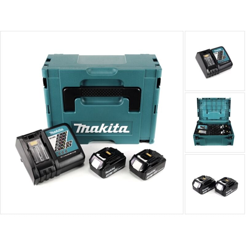 Power Source Kit 18V + 2x Batteries BL1830B 3,0Ah + Chargeur DC18RC ( 196693-0 ) + Coffret Makpac - Makita