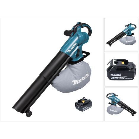 Makita – Souffleur à batterie 18V avec 1 batterie 3,0Ah – Moteur Brushless – Vitesse d'air 64 m/s – Sac de 25L pour feuilles - DUB 187 F