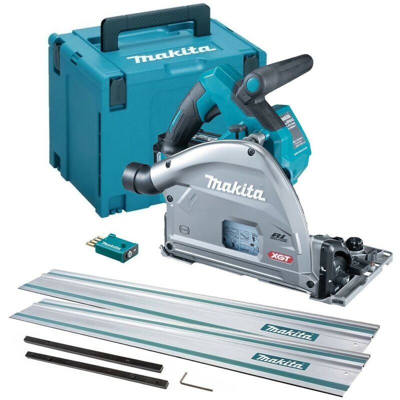 SP001GZ03 40v max xgt Brushless Plunge Saw 165mm + 2x 1.5m Guide Rails - Makita