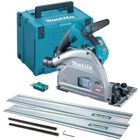 Makita SP001GZ03 40v MAX XGT Brushless Plunge Saw 165mm + 2x 1.5m Guide Rails