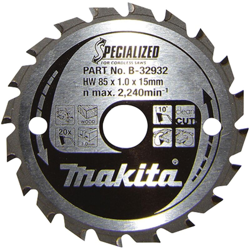 Specialized B-32932 lame de scie circulaire au carbure 85 x 15 x 0.7 mm nombre de dents: 20 1 pc(s) - Makita
