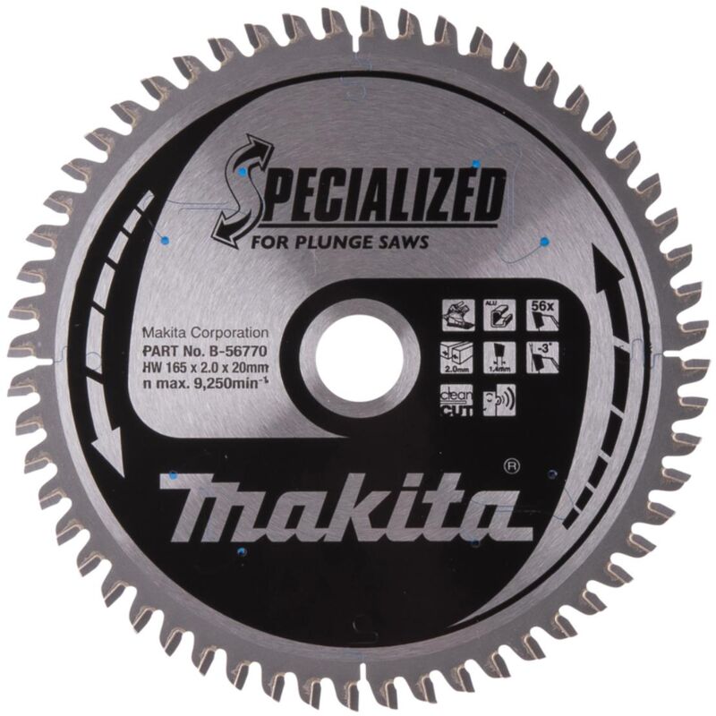Makita - Lama circolare speciale per seghe a tuffo 165 x 20 mm - 56 denti - alluminio