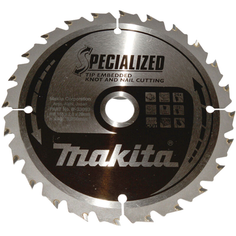 Makita - B-33093 Lame de scie circulaire tct 165x20mm 24T bois cloué
