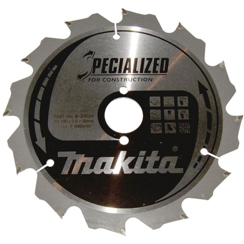 Image of Sägeblatt specialized 190x30x12Z - Makita