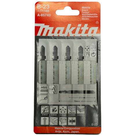 Makita Stichsägeblätter 5tlg. Metall Alu HSS GL 76 mm AL 51mm A-85743 B-23