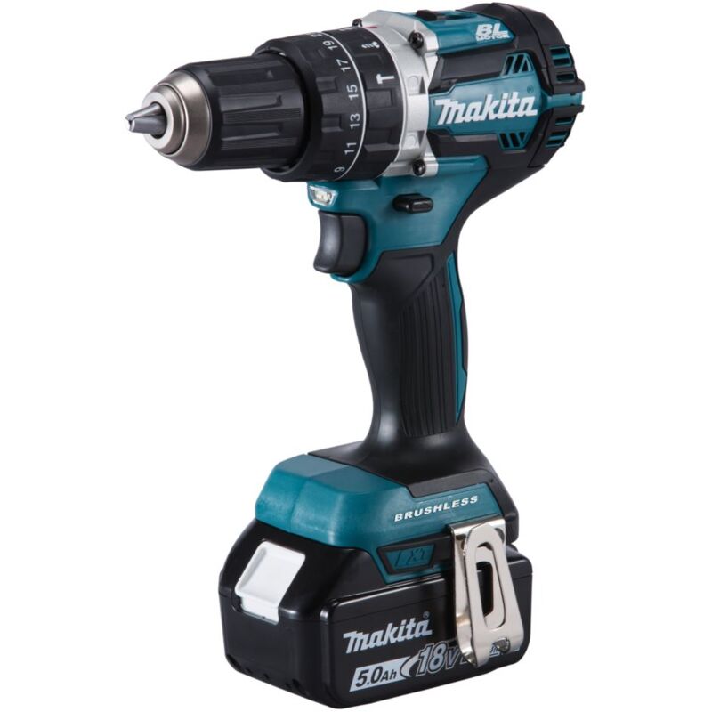 

MAKITA Taladro percutor a batería de 18 V DHP484RTJ con 2 baterías de 5 Ah y maletín MAKPAC