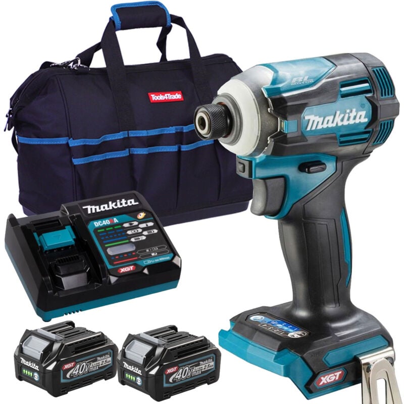 TD001GZ 40V Brushless Impact Driver with 2 x 2.5Ah Battery Charger & Bag - Makita