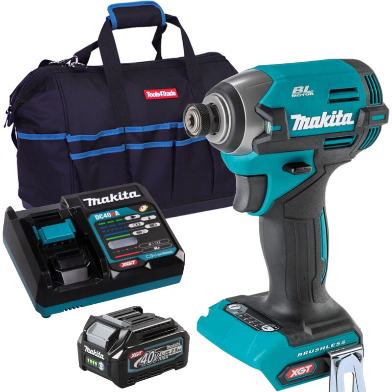 TD003GZ 40V Brushless Impact Driver with 1 x 2.5Ah Battery Charger & Bag - Makita