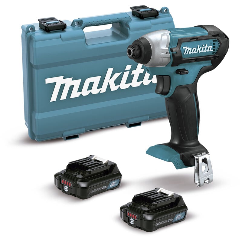 Makita - TD110D atornillador de impacto 1/4 a batería 12V equipamiento 2 baterías de 2.0Ah y máquina en maletín
