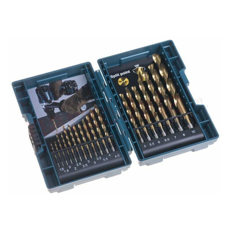 MAKITA TITANIUM HSS-G JEU DE FORETS EN ÉTAIN 19 pcs.