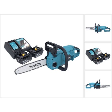 Makita – Tronçonneuse à batterie 300 mm 18V – 2 batteries 3,0Ah – Moteur Brushless – Vitesse chaîne 7,7 m/s – Pour bois dur et teck