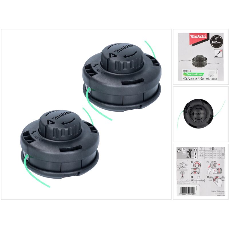 Tête à 2 fils Tap&Go 2,0 mm pour coupe-herbes sans fil 18V DUR187 et DUR188 - 2 pcs. (2x 191D91-7) - Makita