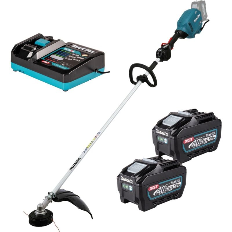 UR014GT201 Débroussailleuse sans fil 40V max. poignée ronde / 2x 5,0 Ah batterie + chargeur - Makita