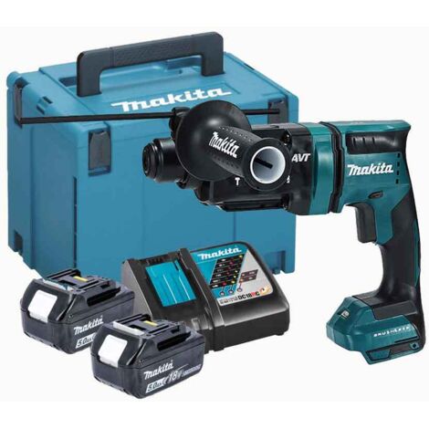 Makita Utensili - Tassellatore a batteria 18 V, 2x batterie 5,0 Ah, caricabatterie DHR182RTJ
