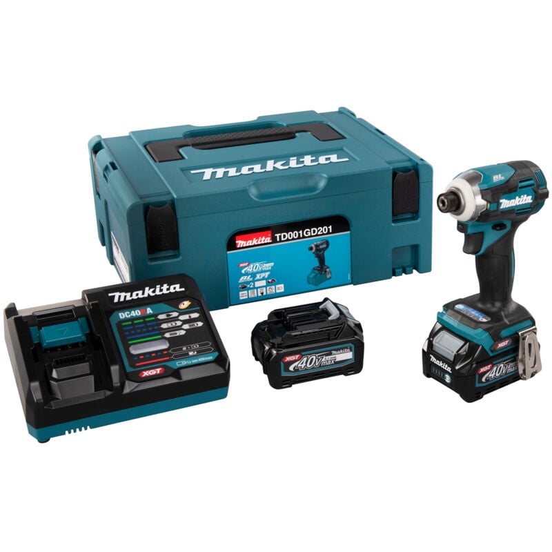 Visseuse à chocs xgt TD001GD201 220 Nm Makita avec batterie 40V 2.5Ah - chargeur - MakPakTD001GD201