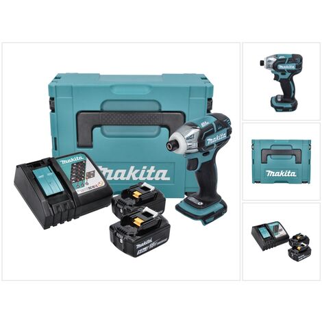 Makita – Visseuse à chocs 18V avec 2 batteries 5,0Ah – Moteur Brushless – Couple 40Nm pour vissage intensif – DTS141RTJ