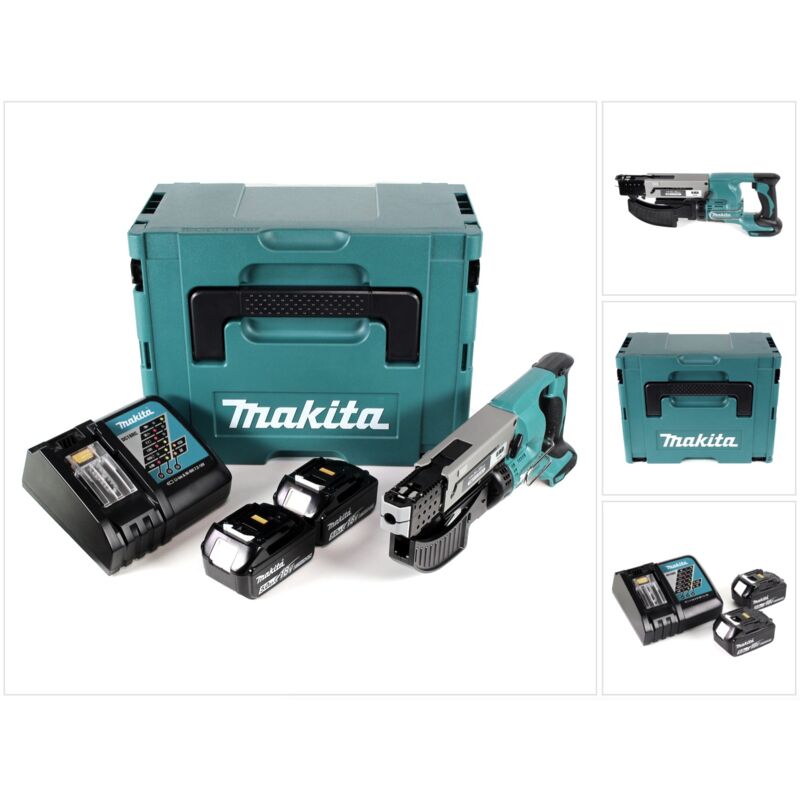 Dfr 550 rtj 18 v Li-Ion Visseuse automatique sans fil + Coffret Makpac + 2x Batteries 5,0 Ah + Chargeur - Makita