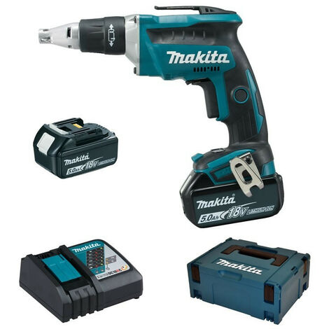 Makita – Visseuse sans fil 18V avec 2 batteries 5.0Ah – Moteur sans balais – Vissage rapide en série – Protection XPT contre poussière et liquide - DFS452RTJ