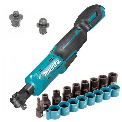 Makita WR100DZ 12v CXT Ratchet Wrench 1/4"" Or 3/8"" Square Drive + 9Pc Socket Set
