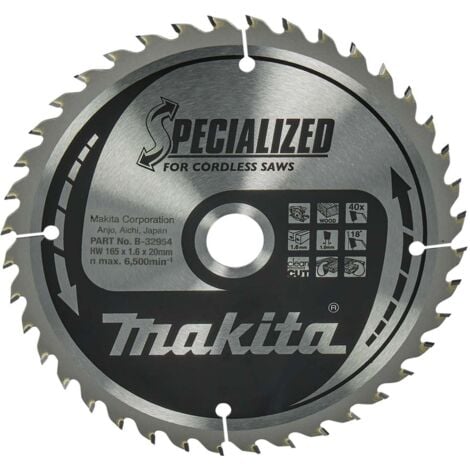 Makita Zubehör - Sägeblatt Holz 165x20 mm, 40 Zähne B-32954
