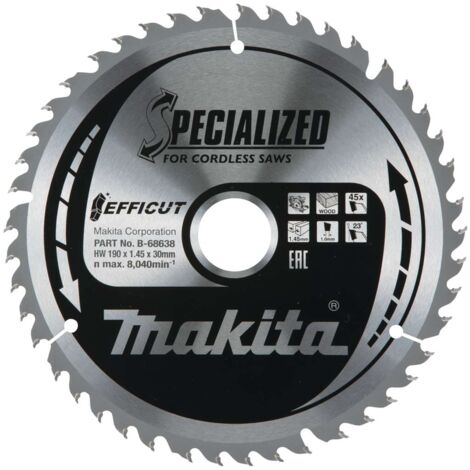 Makita Zubehör - Sägeblatt Holz 190x30 mm, 45 Zähne B-68638