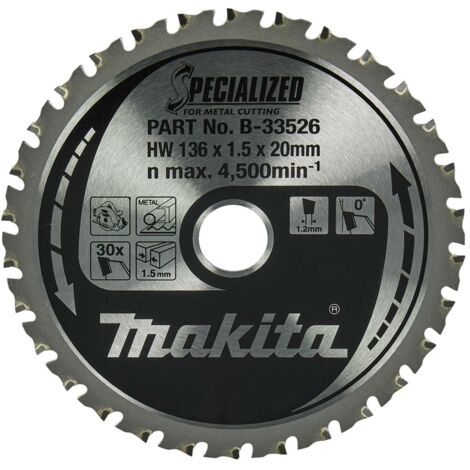 Makita Zubehör - Sägeblatt Metall 136x20 mm, 30 Zähne B-33526