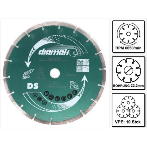 Makita Zubehör - Satz Diamanttrennscheiben für Beton 230x22,2 mm, 10 Stück D-61145-10