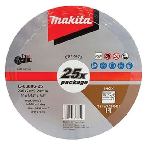 Makita Zubehör - Trennscheiben-Set Edelstahl 230x22,23 mm, 25 Stk. E-03006-25