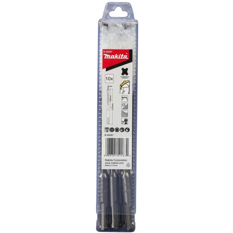 Zubehör - Betonbohrer-Set sds Plus 6x210 mm, 10-tlg B-59287 - Makita