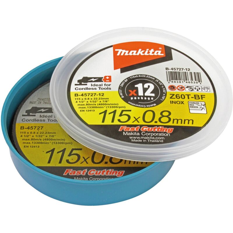 Image of Trennscheibe 115x0,8 mm inox 12 St. - B-45727-12 - Makita