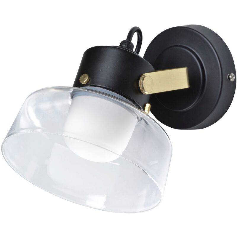 

MAKO Spot salle de bain LED - L 16 x H 15 cm - Noir et jaune laiton - noir